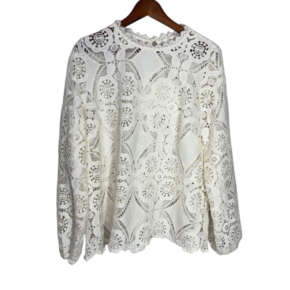 Pennington’s Crochet Blouse with Long Balloon Sleeves Size X - Picture 4 of 14